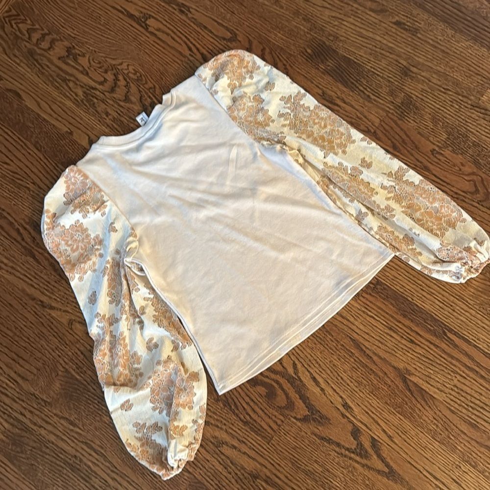 Anthropologie DOLAN Puff-Sleeve Top size small Crème - Picture 7 of 7